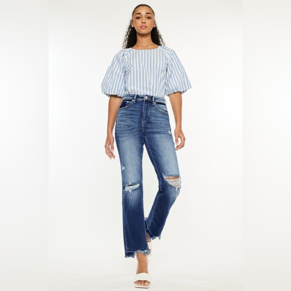 Kancan High Rise Distressed Slim Straight Jeans - Picture 5 of 6